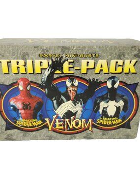 Marvel Mini Busts Triple Pack Venom Amazing Spider Man Black Suit Statue Set